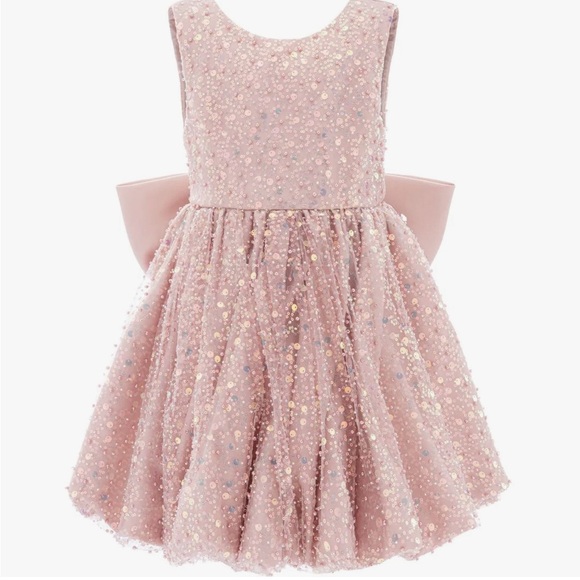Tulleen Pink Peach Ainsley Sequin Bow Dress - Picture 1 of 3